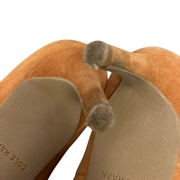 COLE HAAN GRAND OS GOLD BROWN LEATHER SUEDE 3”PUMPS HEELS SIZE 8 - Picture 6 of 11